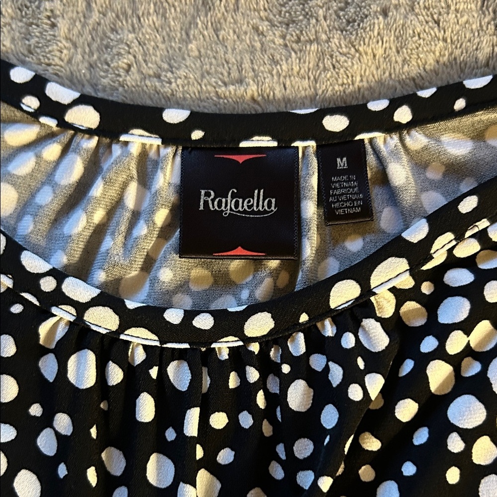 Rafaella Black Blouse with White Dots - Picture 2 of 3